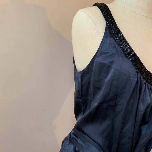 Express Beaded Navy Silk Tank Top - Picture 3 of 6